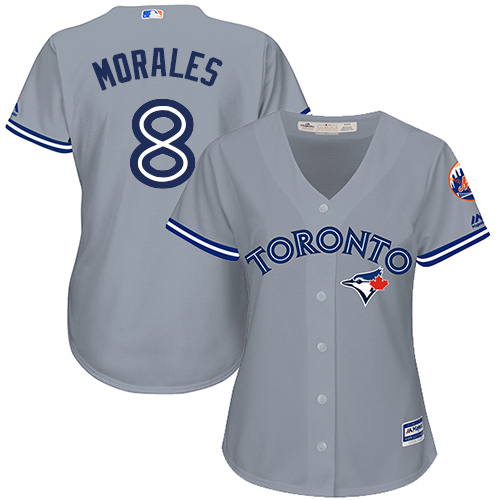 Blue Jays #8 Kendrys Morales Grey Road Women's Stitched MLB Jersey - Click Image to Close